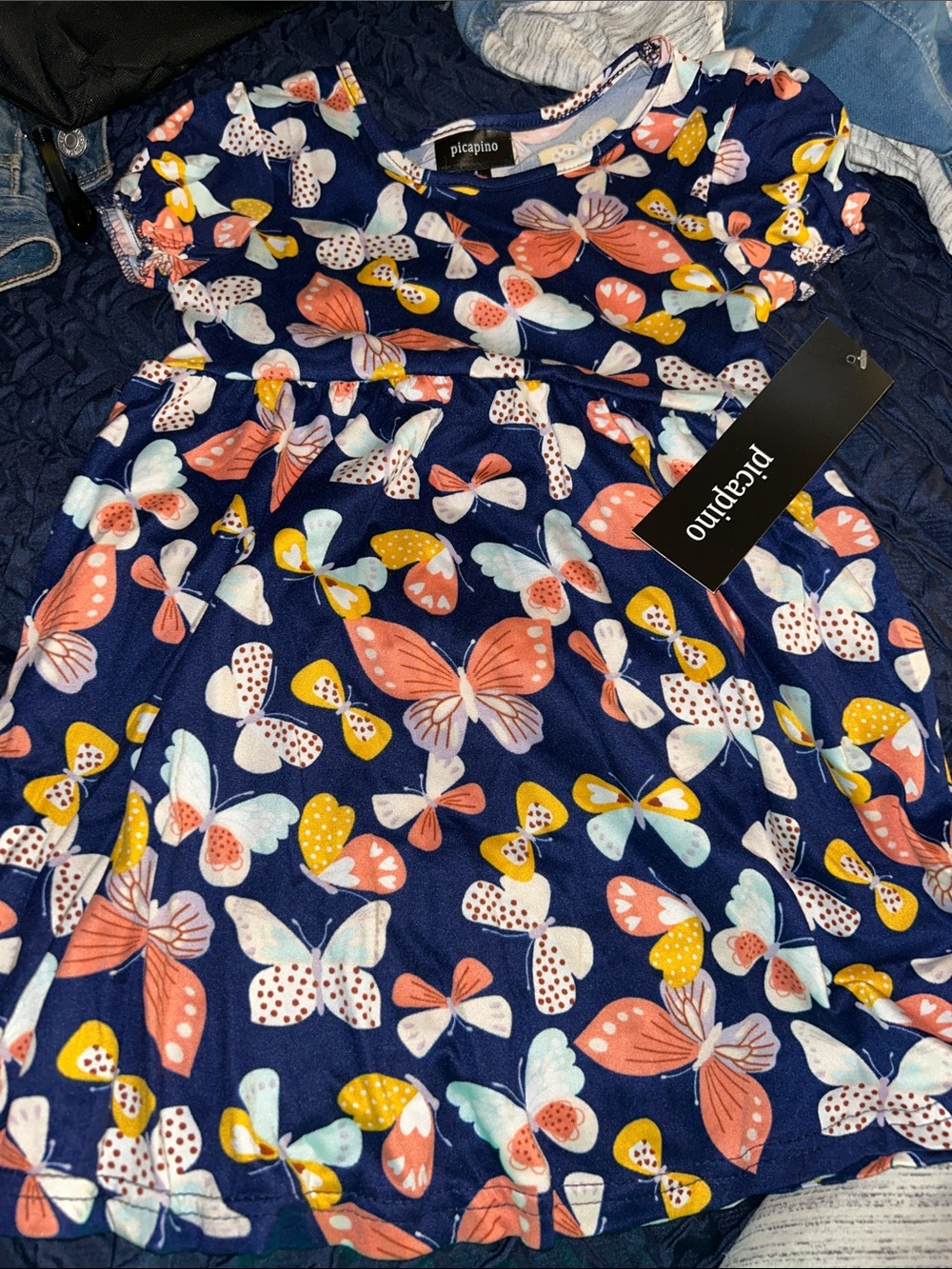 Picapino Girls' Butterfly Print Casual Dress - Pink & Yellow Accents never worn